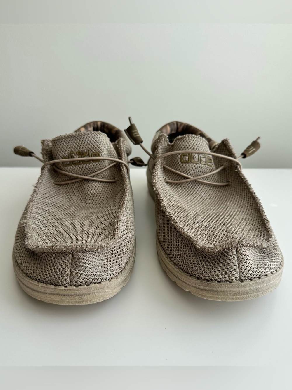 Hey Dude neutral beige men’s slide ons